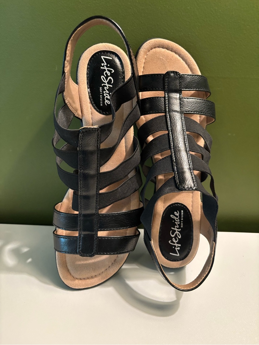 NEW LifeStride Toni, Sparta Black Strappy Slingback Sandals - Size 8